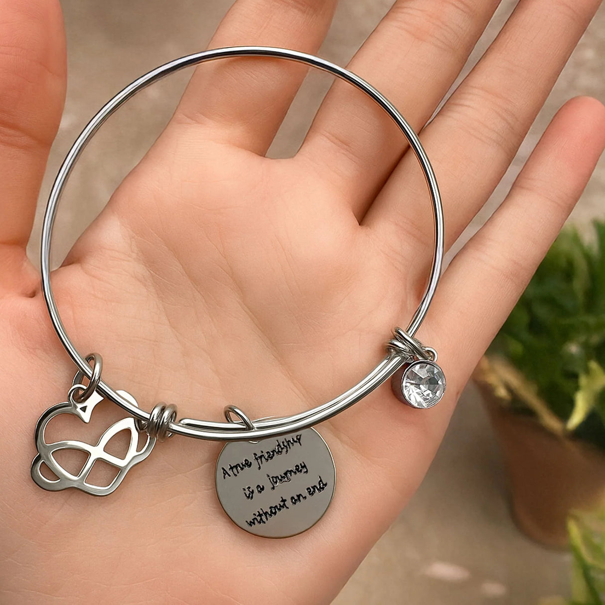 Bullion Gold A True Friendship Inscriptions Adjustable Bracelet