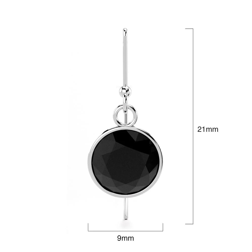 Solid 925 Sterling Silver Bezel CZ Drop Earrings 9mm