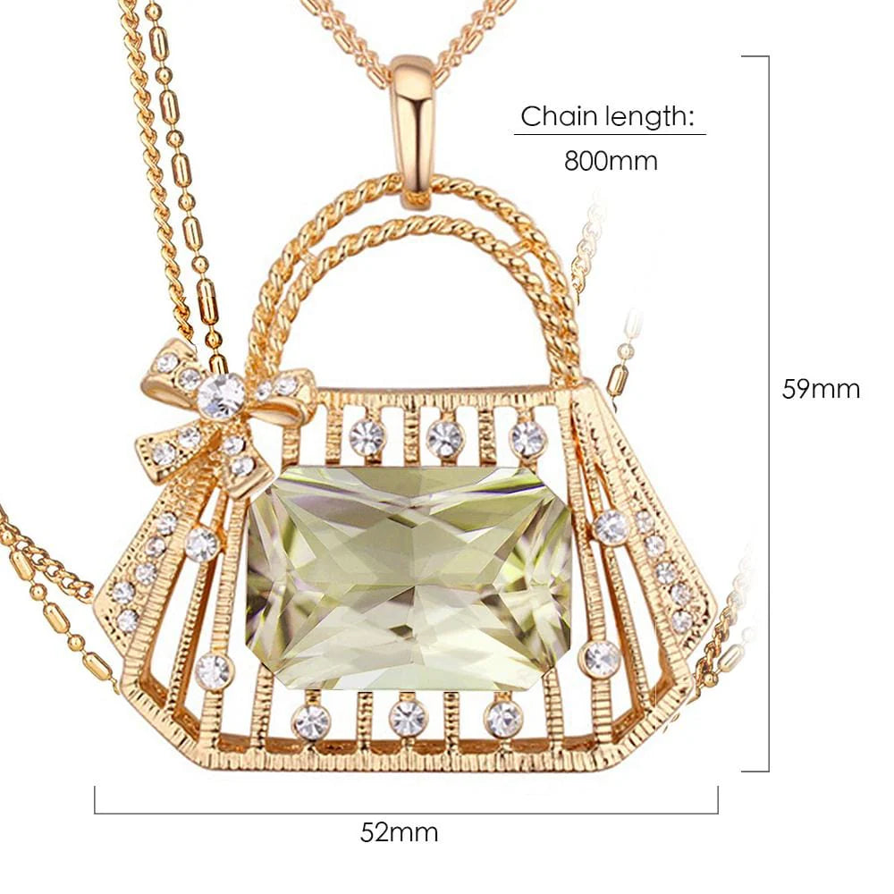 Krystal Couture Pamela Handbag Long Necklace Embellished with Swarovski Crystals