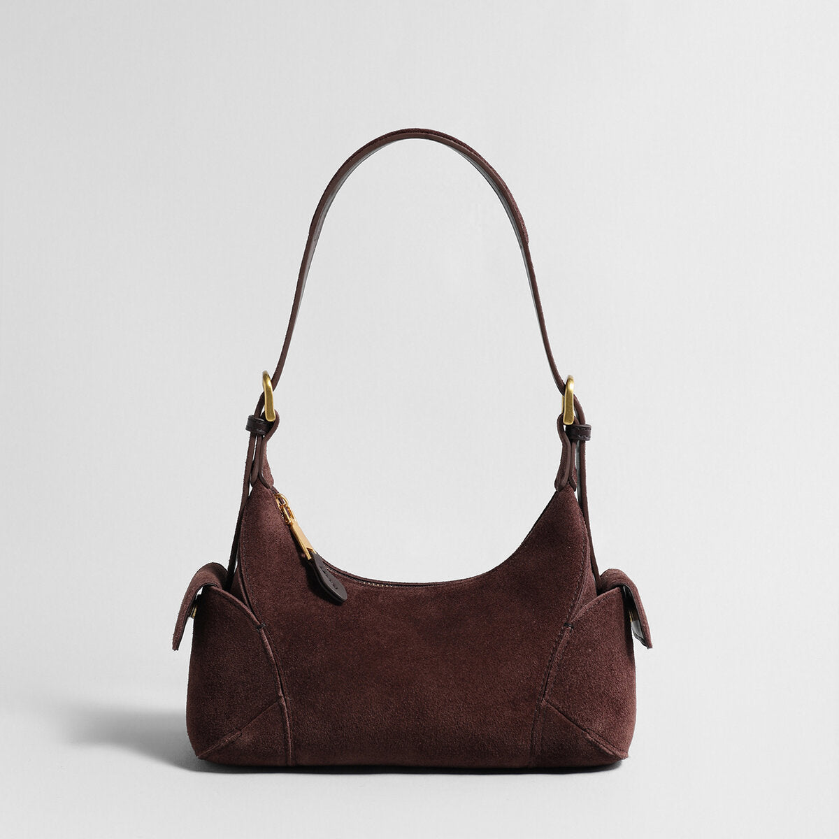 Suede Leather Retro Underarm Bag - Chocolate