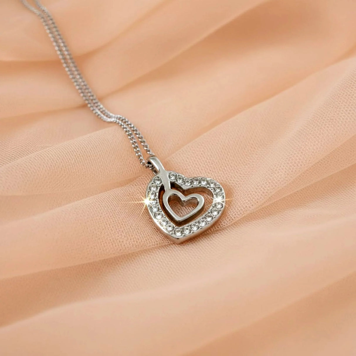 Krystal Couture Heart In Heart Necklace Embellished with SWAROVSKI Crystals