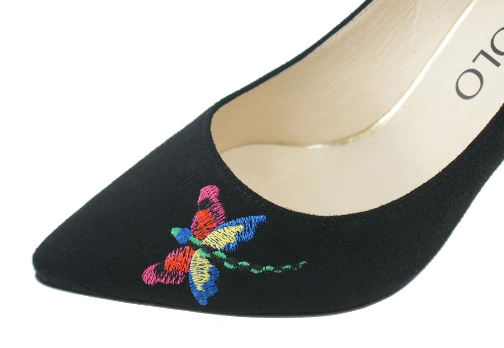 Bosccolo Womens Heels Embroidered - Black