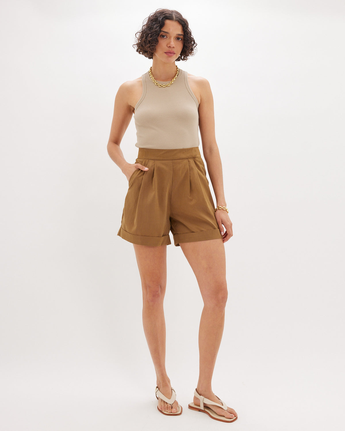 Amelius Haspen Pleated Short - Camel