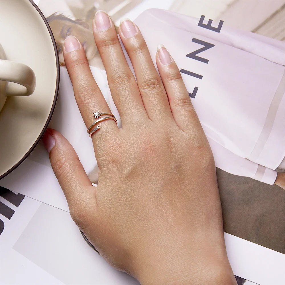 Adjustable Solid 925 Sterling Silver Spinny Bloom Ring