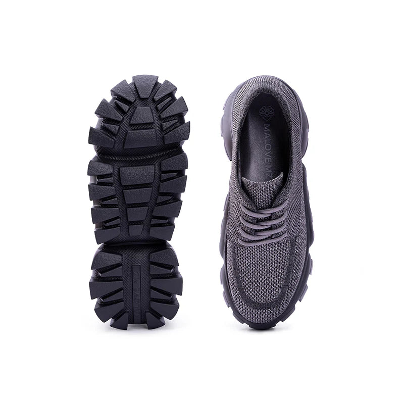 Retro Leopard Platform Sneakers - Grey