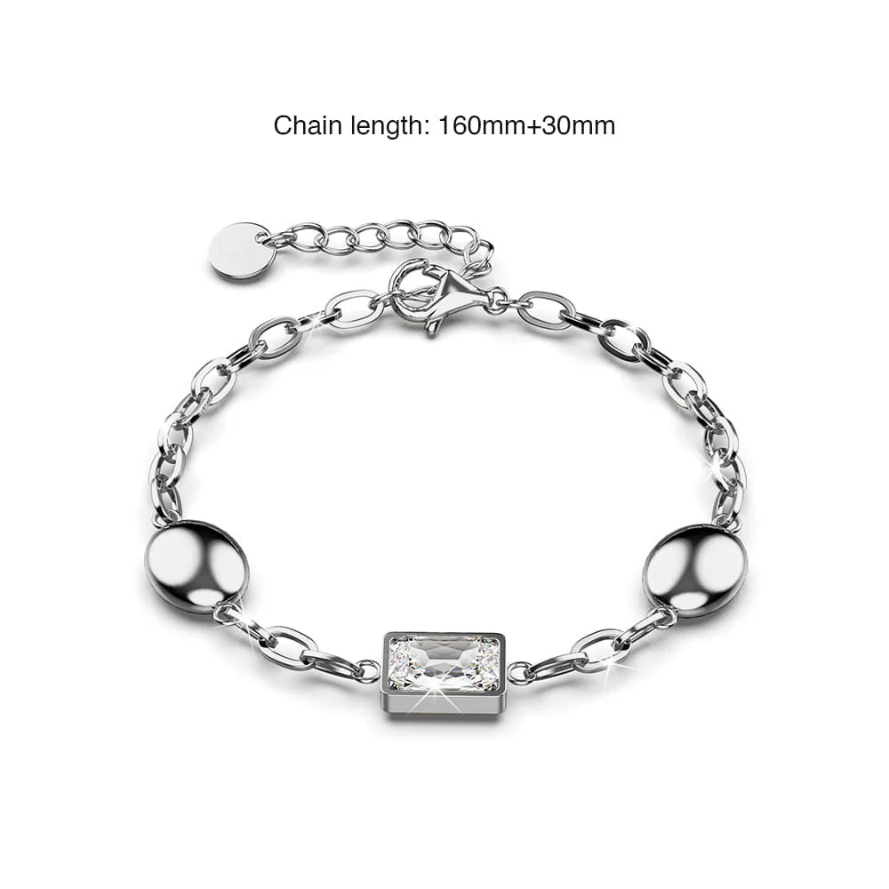 Krystal Couture Oval Square Zirconia Bling Bracelet in White Gold