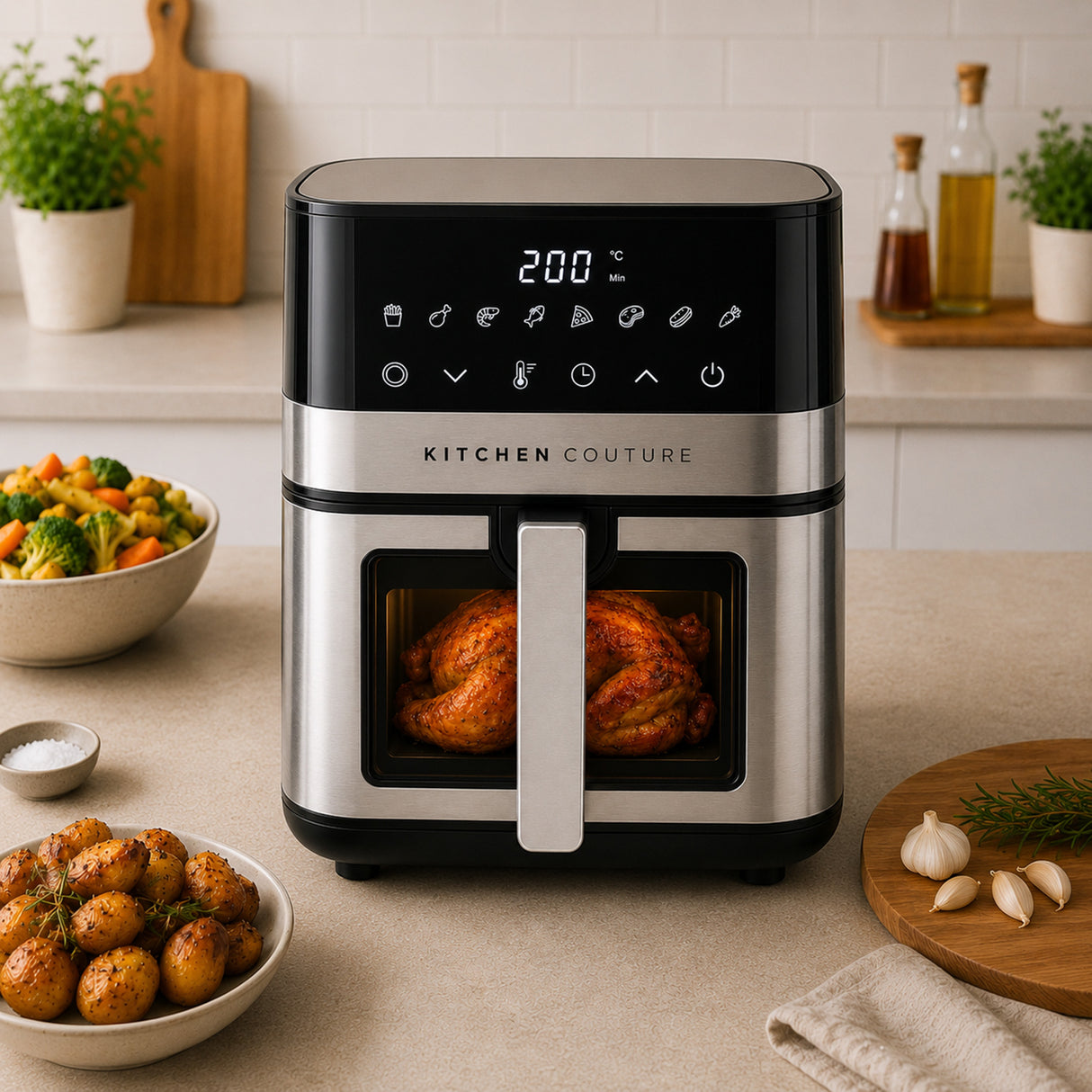 Kitchen Couture 5.5L Clear View Digital Stainless Steel Air Fryer