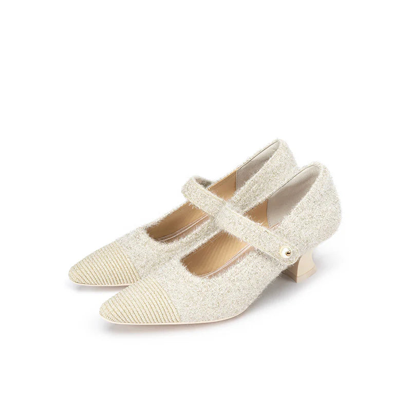 Vintage Pearl Strap Mary Jane Heels - Ivory
