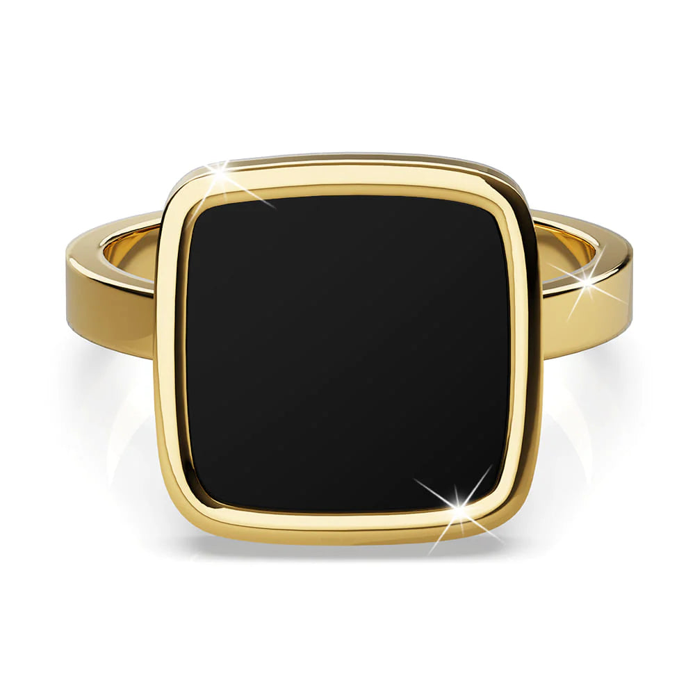 Bullion Gold Zevon Solid Square Ring In Gold