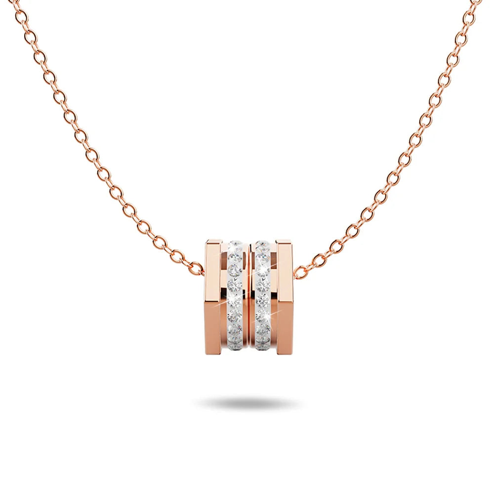 Boxed Carrie Glitz Bangle and Necklace Set In Rose Gold