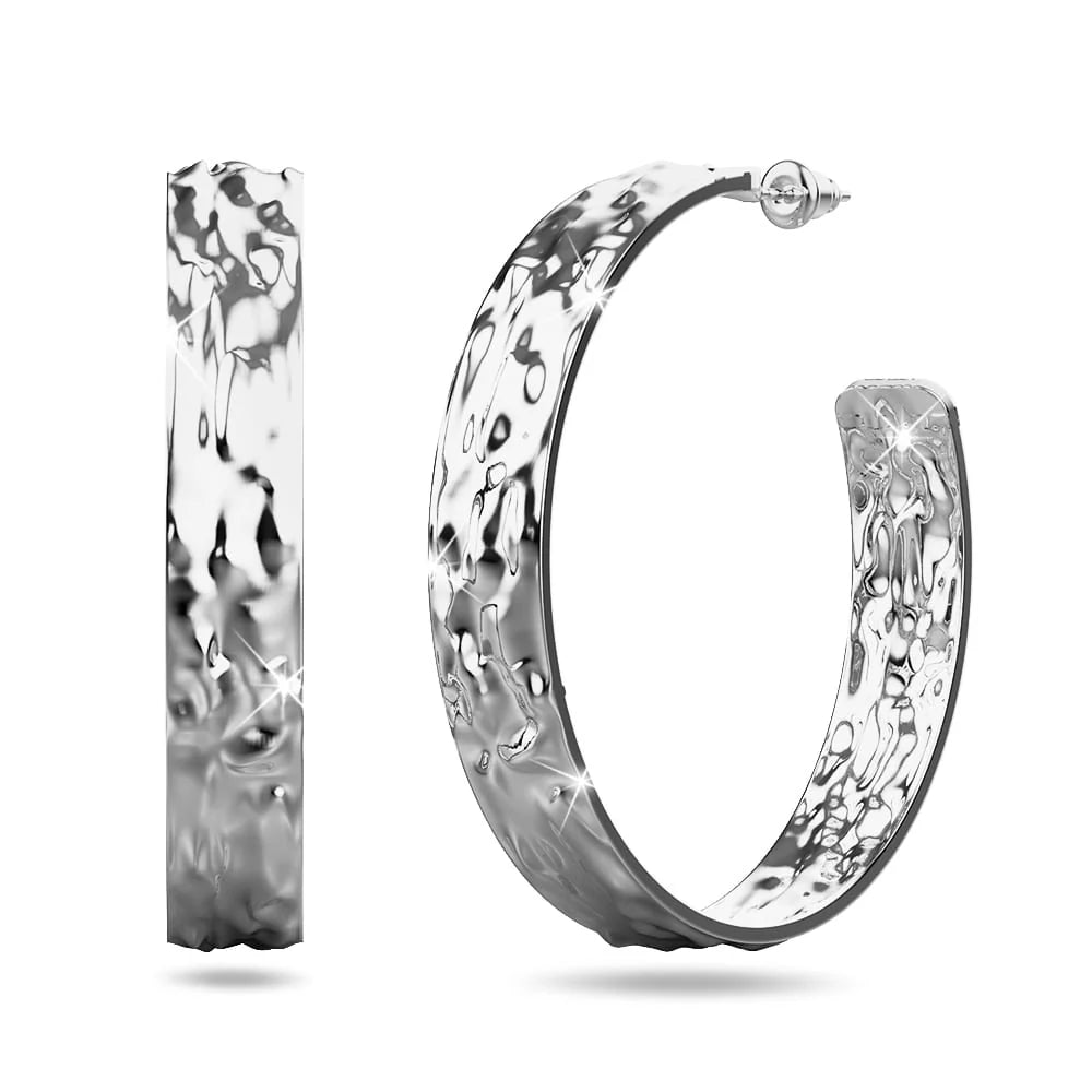 Silver Crooked Hoop Earrings