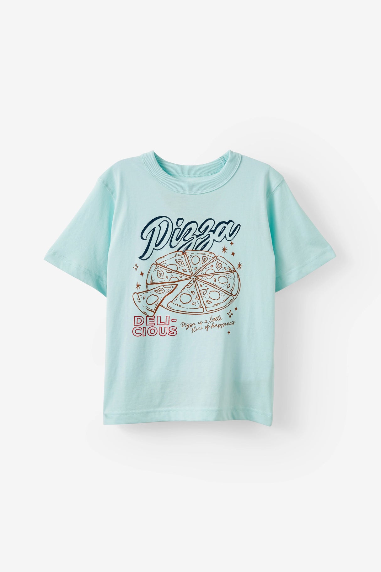 Cotton On Kids Boys Essentials Graphic Short Sleeve Tee - Ice Mint/Delicious Pizza