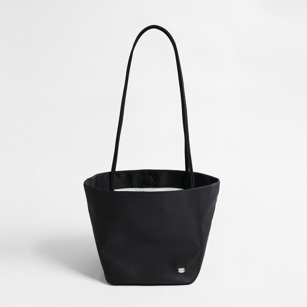 Waterproof Nylon Slouchy Bucket Tote - Black