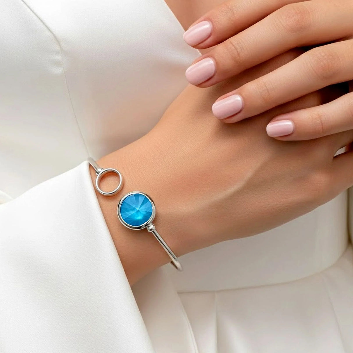 Krystal Couture Pristine Bangle White Gold Embellished with Swarovski Crystals
