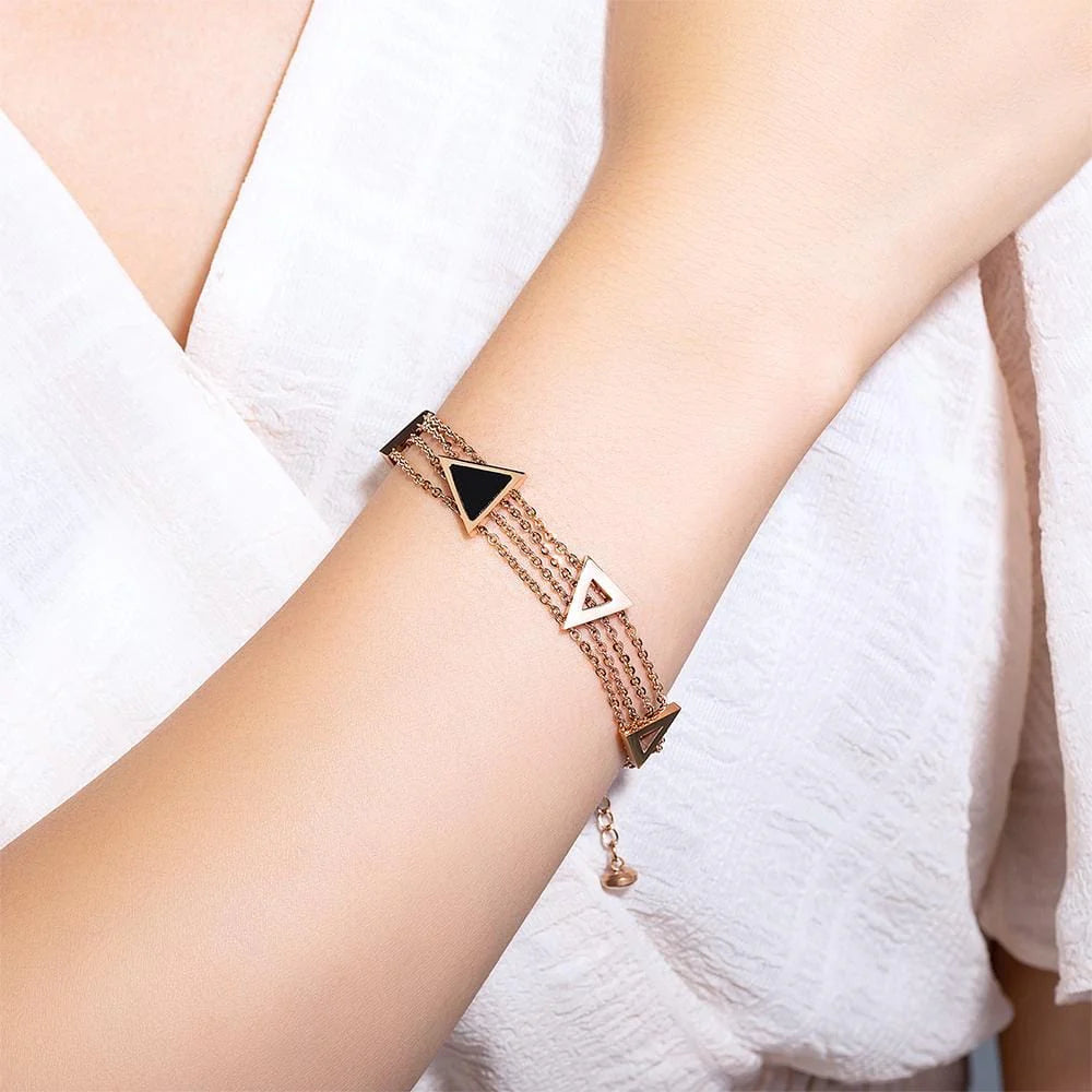 Bullion Gold Arestas Geometric Layered Chain Bracelet
