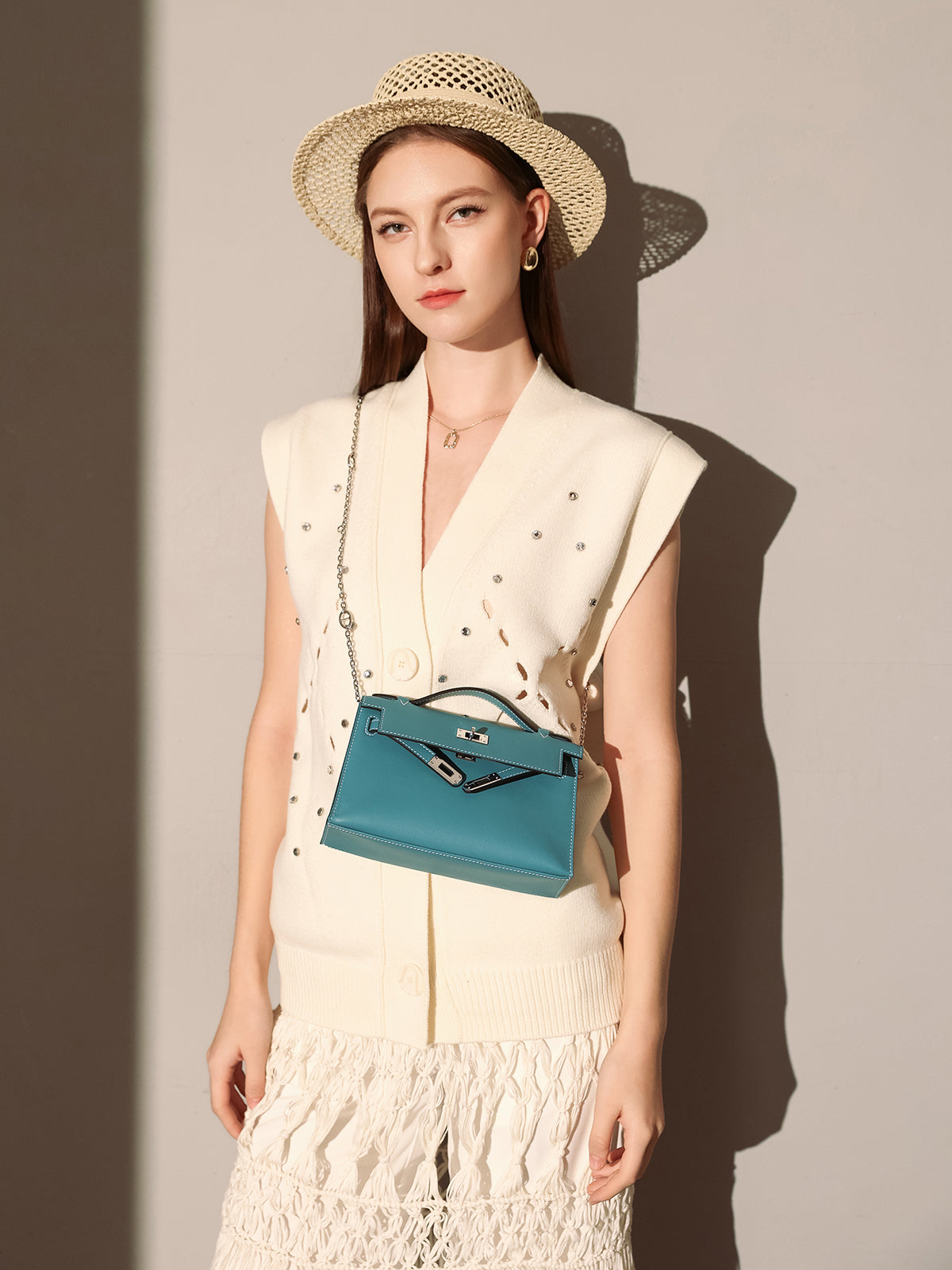 Monroe Colorblock Leather Satchel - Blue