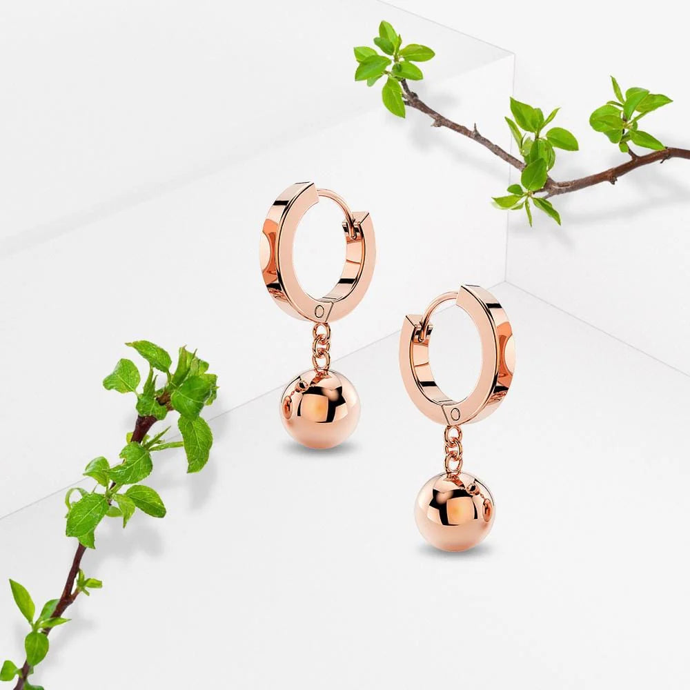 Bullion Gold Brilliant Ball Huggie Earrings