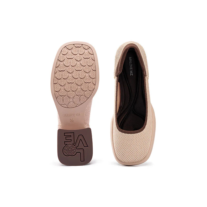 Vintage Square Toe Mary Jane Pumps - Nude