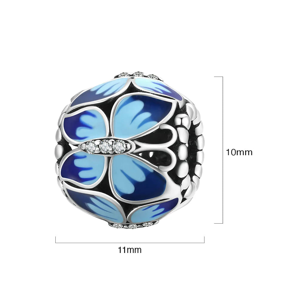 Solid 925 Sterling Silver Calming Blue Pandora Inspired Bead Charm