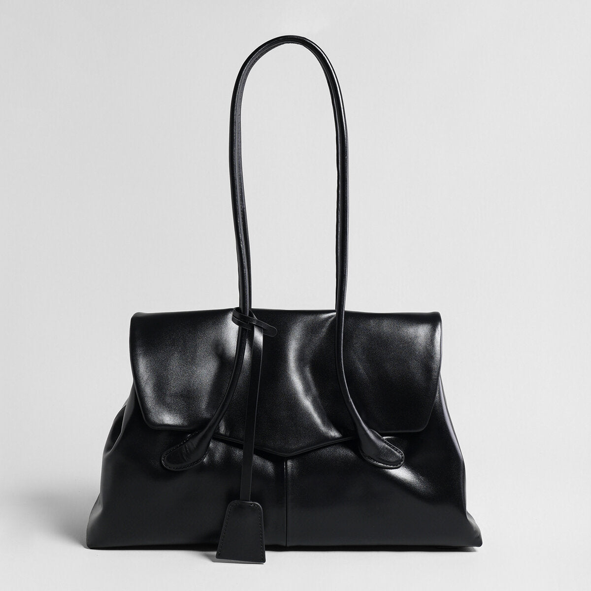 Suede Leather Oversized Tote Bag - Black