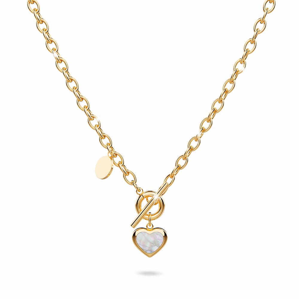 Bullion Gold Gloria Chunky Heart Toggle Closure Necklace in Gold