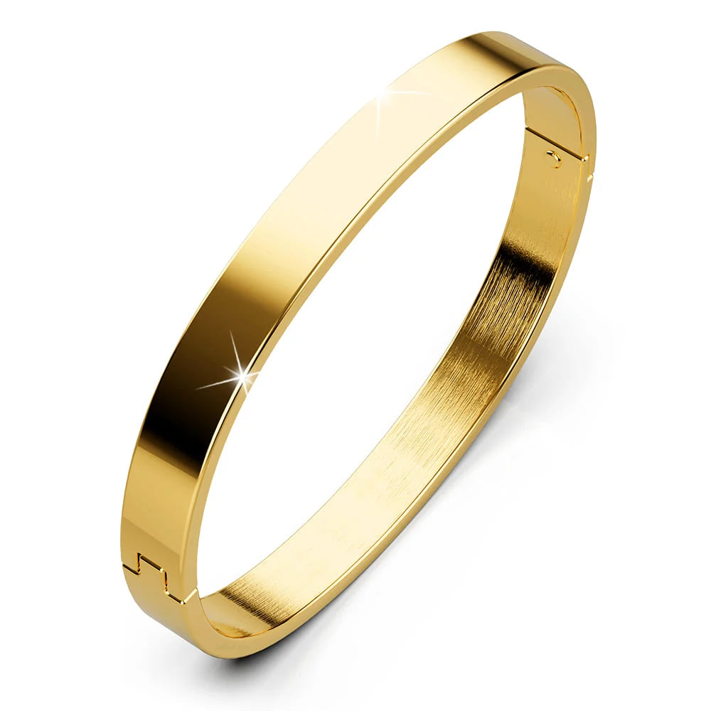 Bullion Gold Serena Solid Flat Hinged Bangle in Gold