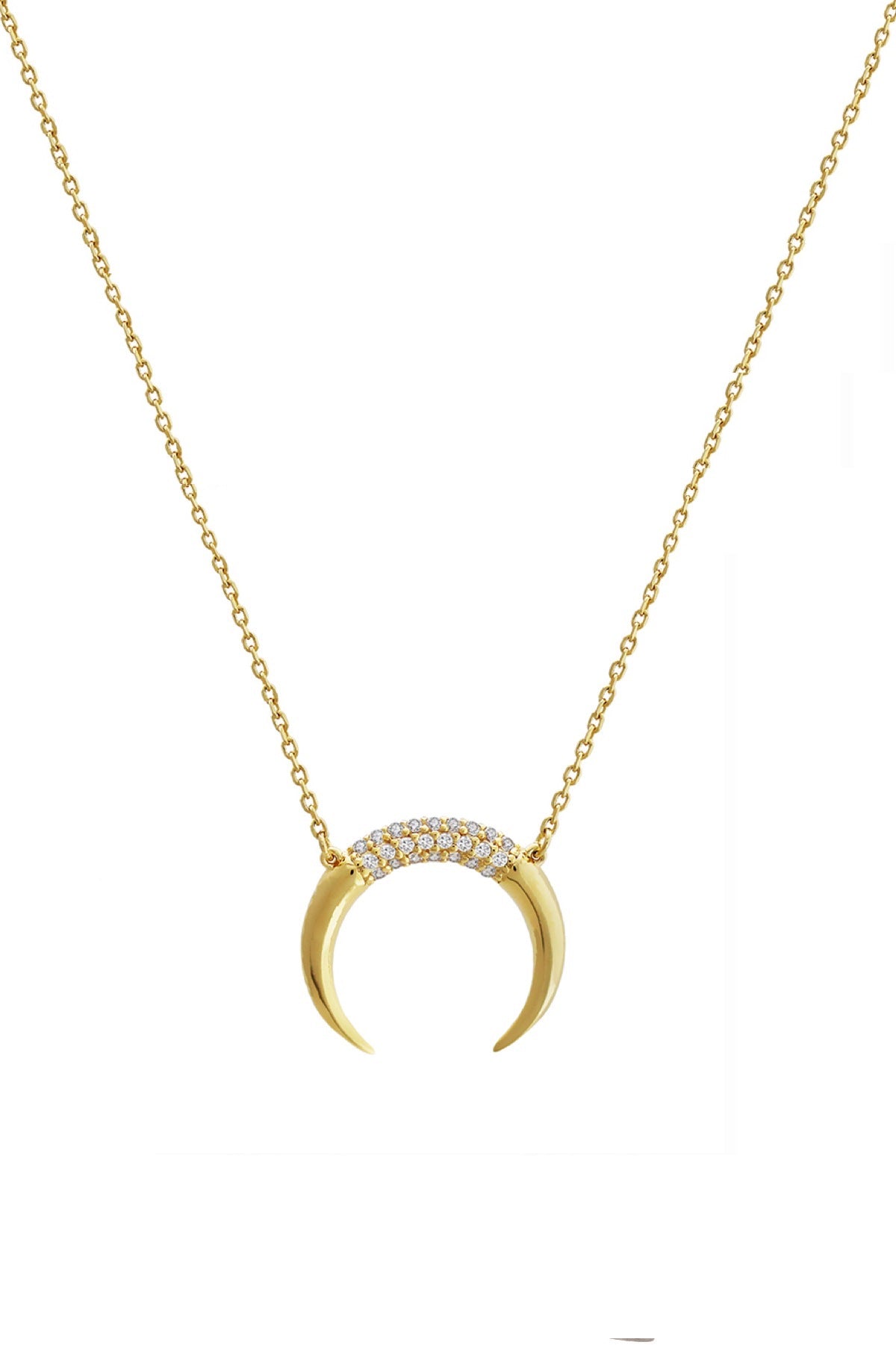 Liv Oliver 18K Gold Half Moon Cz Necklace