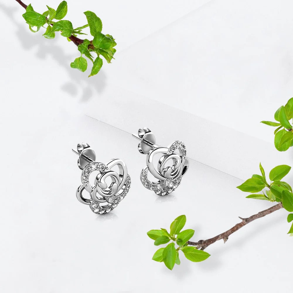 Krystal Couture Bloom White Gold Stud Earrings Embellished with SWAROVSKI Crystals