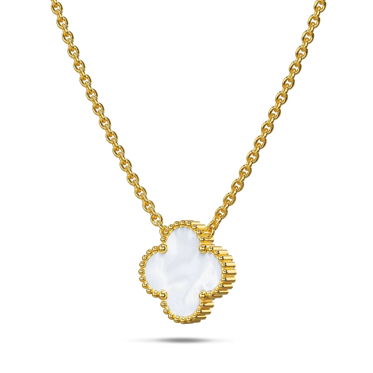 Bullion Gold White Clover Necklace