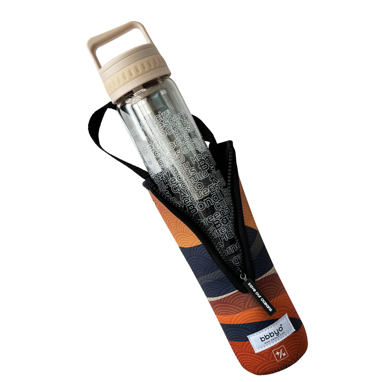 Glass is Greener + carry cover - 750 ml - Coffee Cold Brew Bottle - Hum print