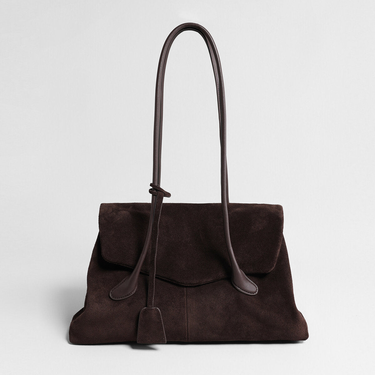Suede Leather Oversized Tote Bag - Chocolate