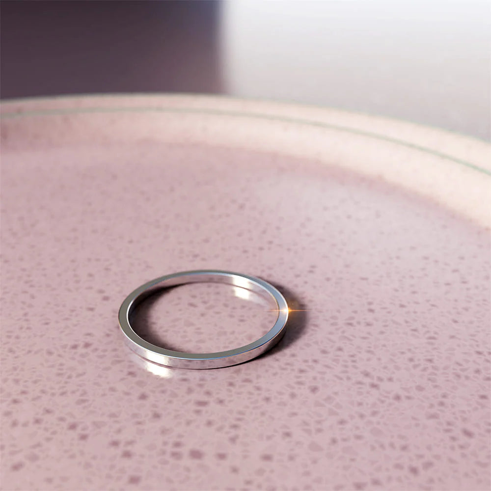 Bullion Gold White Gold Simplicity Slim Ring