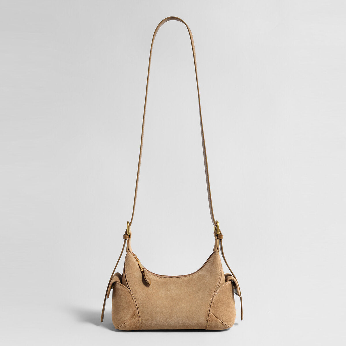 Suede Leather Retro Underarm Bag - Apricot