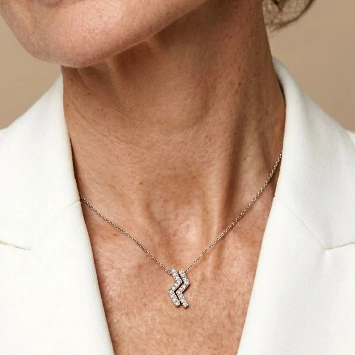 Krystal Couture Zigzag Pendant Necklace in White Gold Embellished with SWAROVSKI Crystals