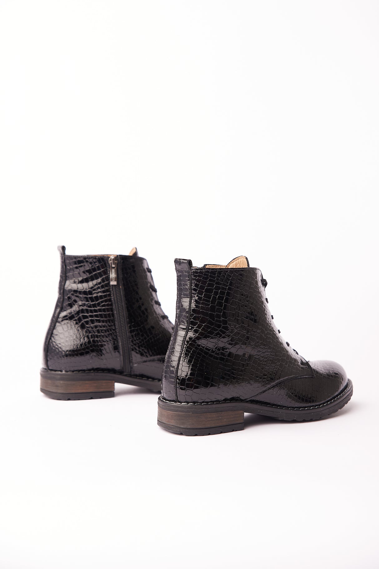 Bosccolo Womens Ankle Boots - Black Croco