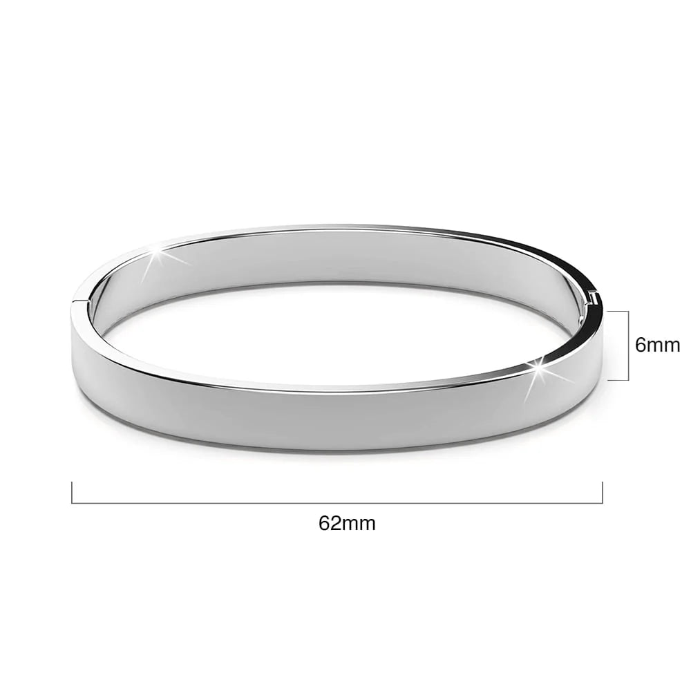 Bullion Gold Serena Solid Flat Hinged Bangle in Silver