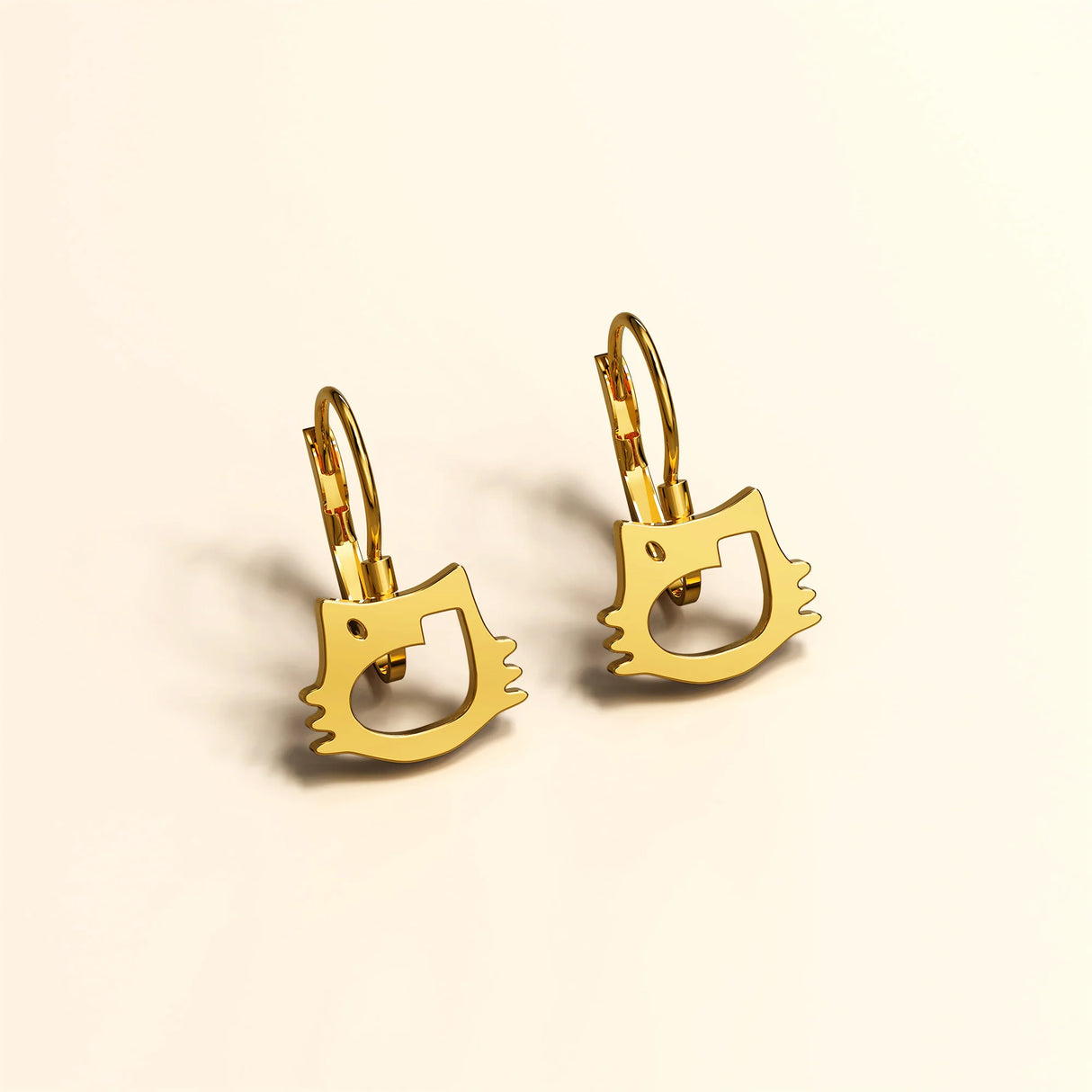 Bullion Gold Hello Kitty Cut-Out Leverback Earrings