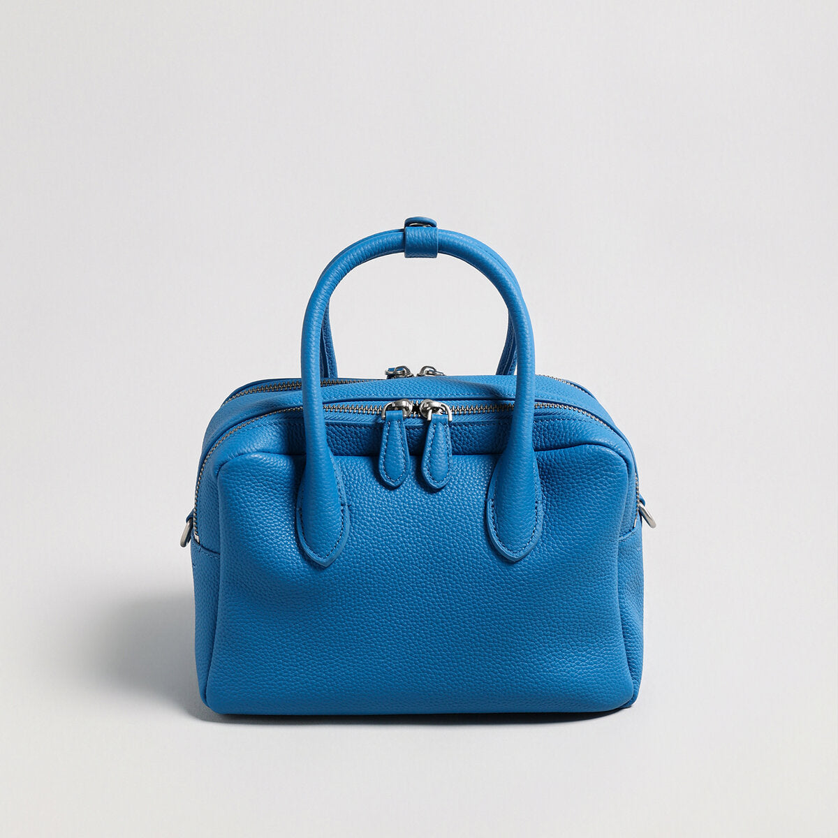 Pebbled Leather Bowling Bag - Blue