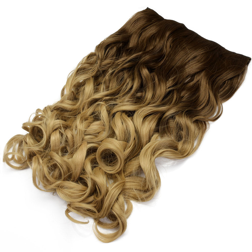 Two Tone Ombre High Grade Brown Curly Hair 7Piece 16Clips 24" Hair Extension 01