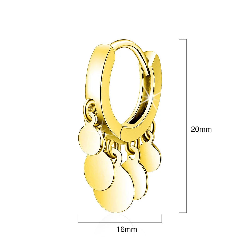 Bullion Gold Boho Medallion Huggie Gold Earrings