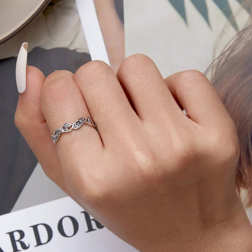 Solid 925 Sterling Silver Entwined Garden Ring