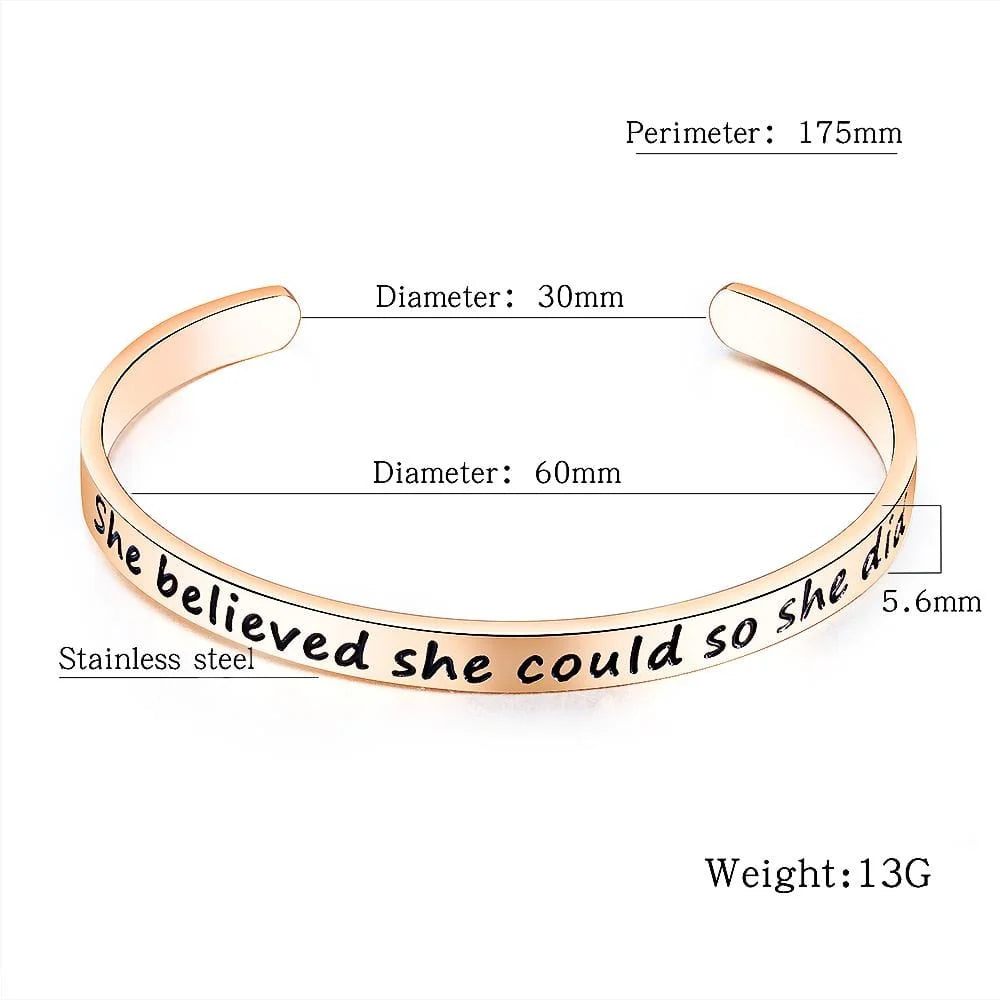 Boxed Double Inspiring Heart Love Charm Rose Gold Cuff and Toggle Bangle Set