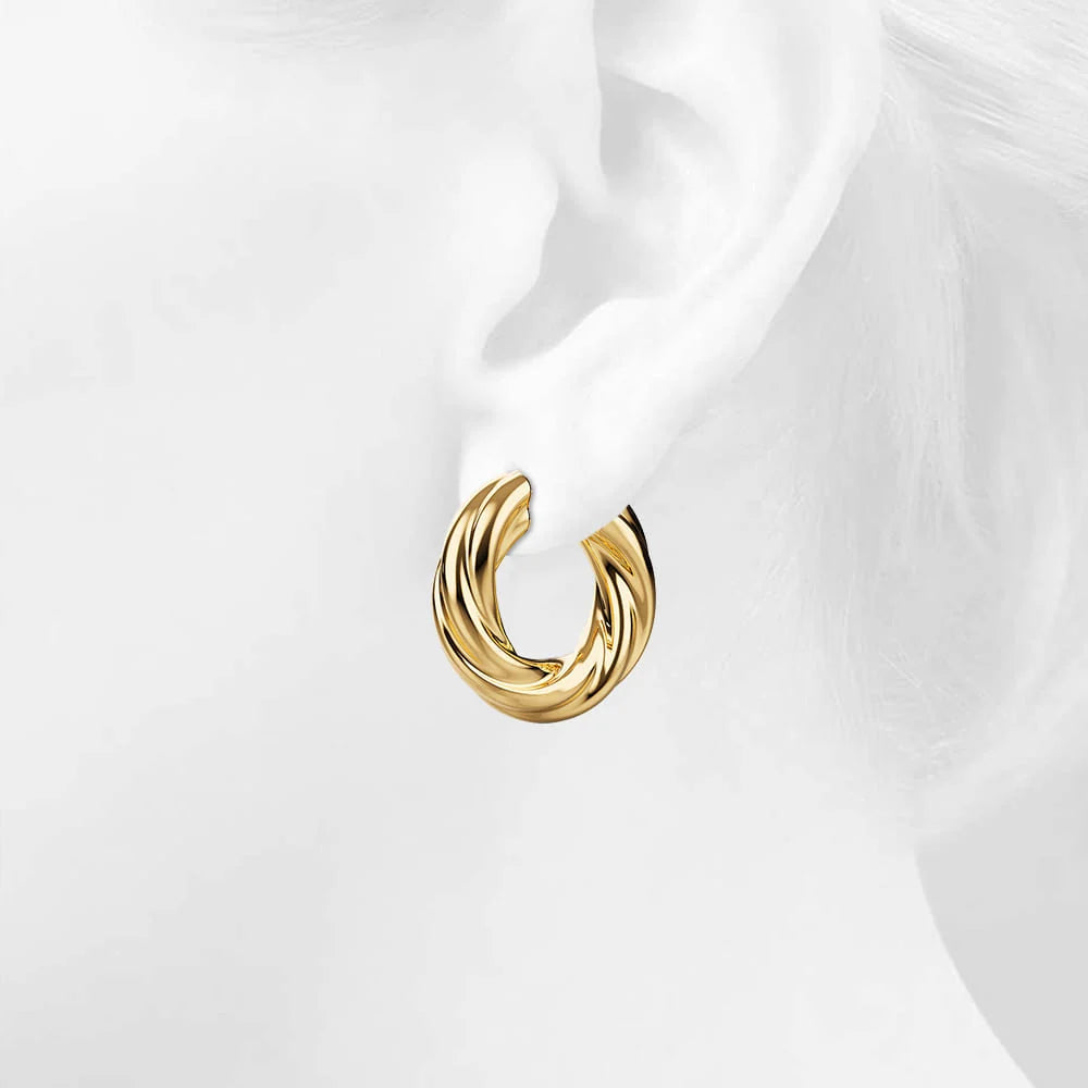 Bullion Gold Celia Rope Twisted Hoop Earrings