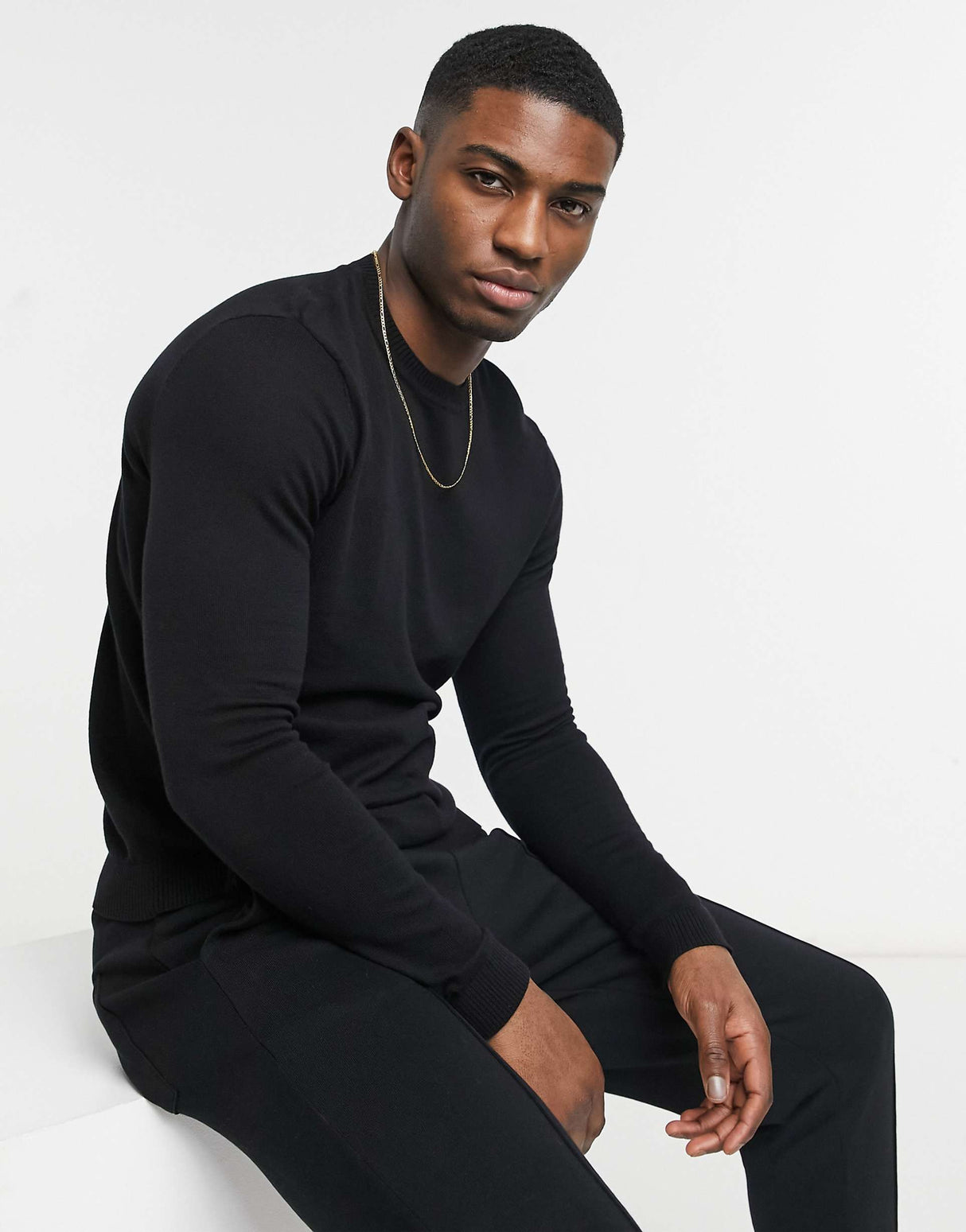 Asos Design Cotton Jumper In Black