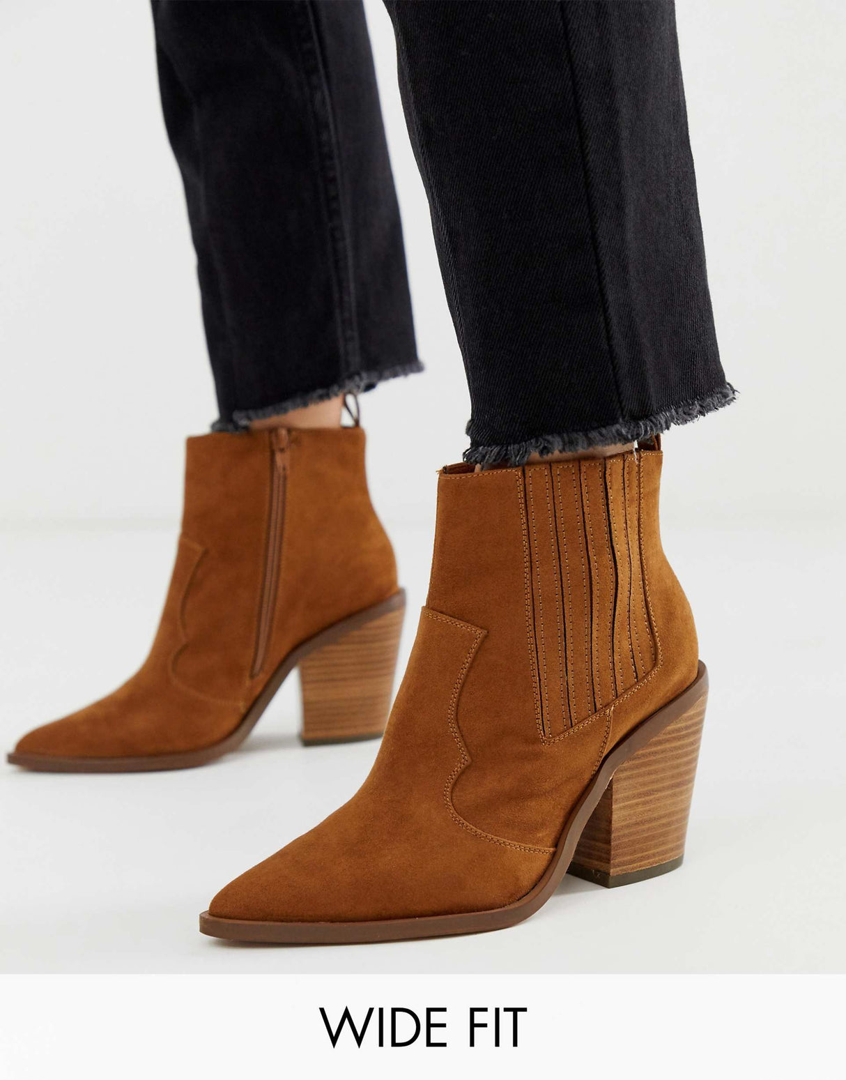 Asos Design Wide Fit Elliot Western Ankle Boots