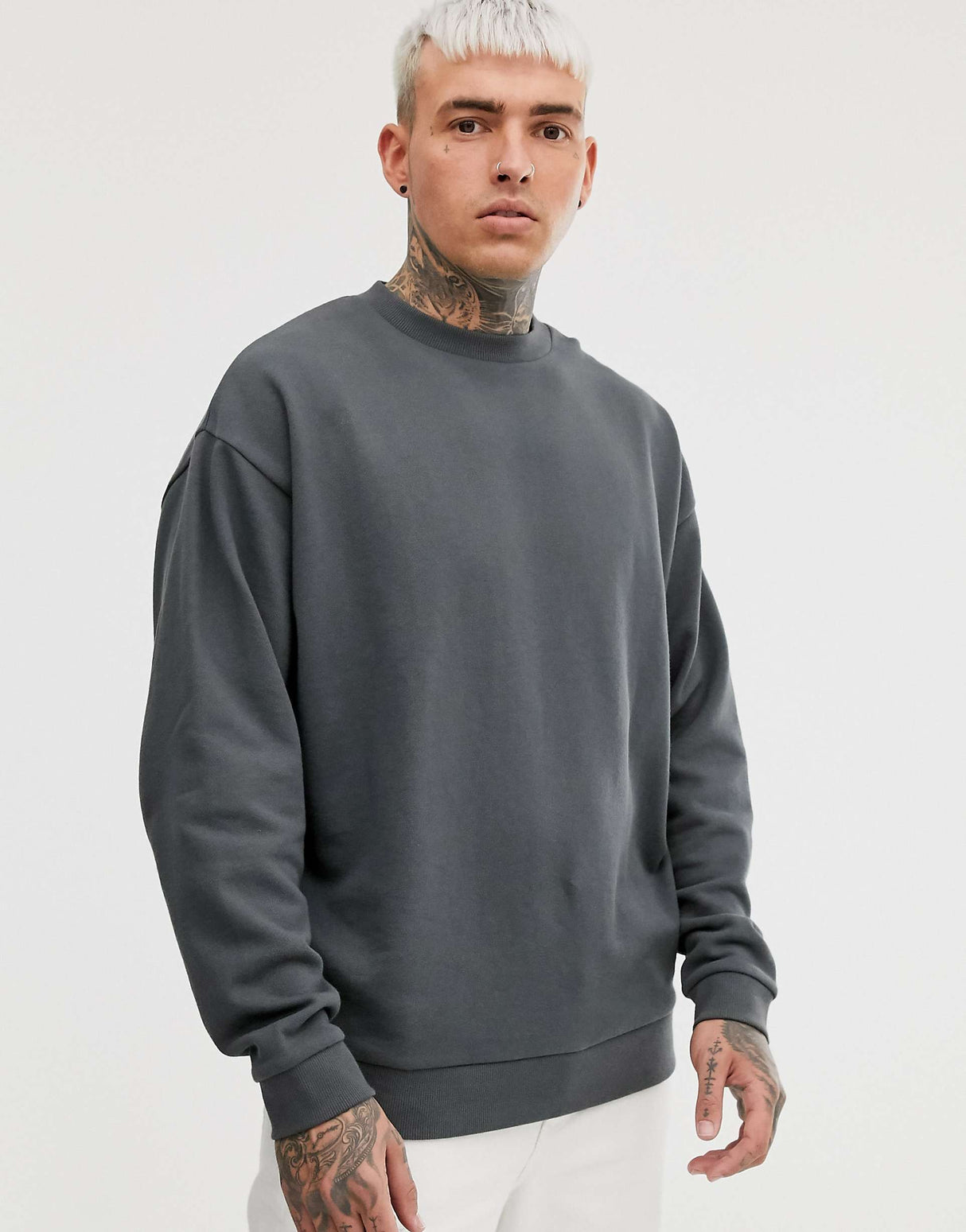 Asos Design Oversized Sweatshirt In Washed Black
