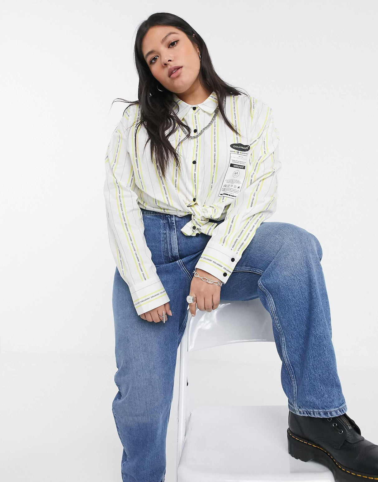 Collusion Plus X005 90S Straight Leg Jeans In Washed Blue