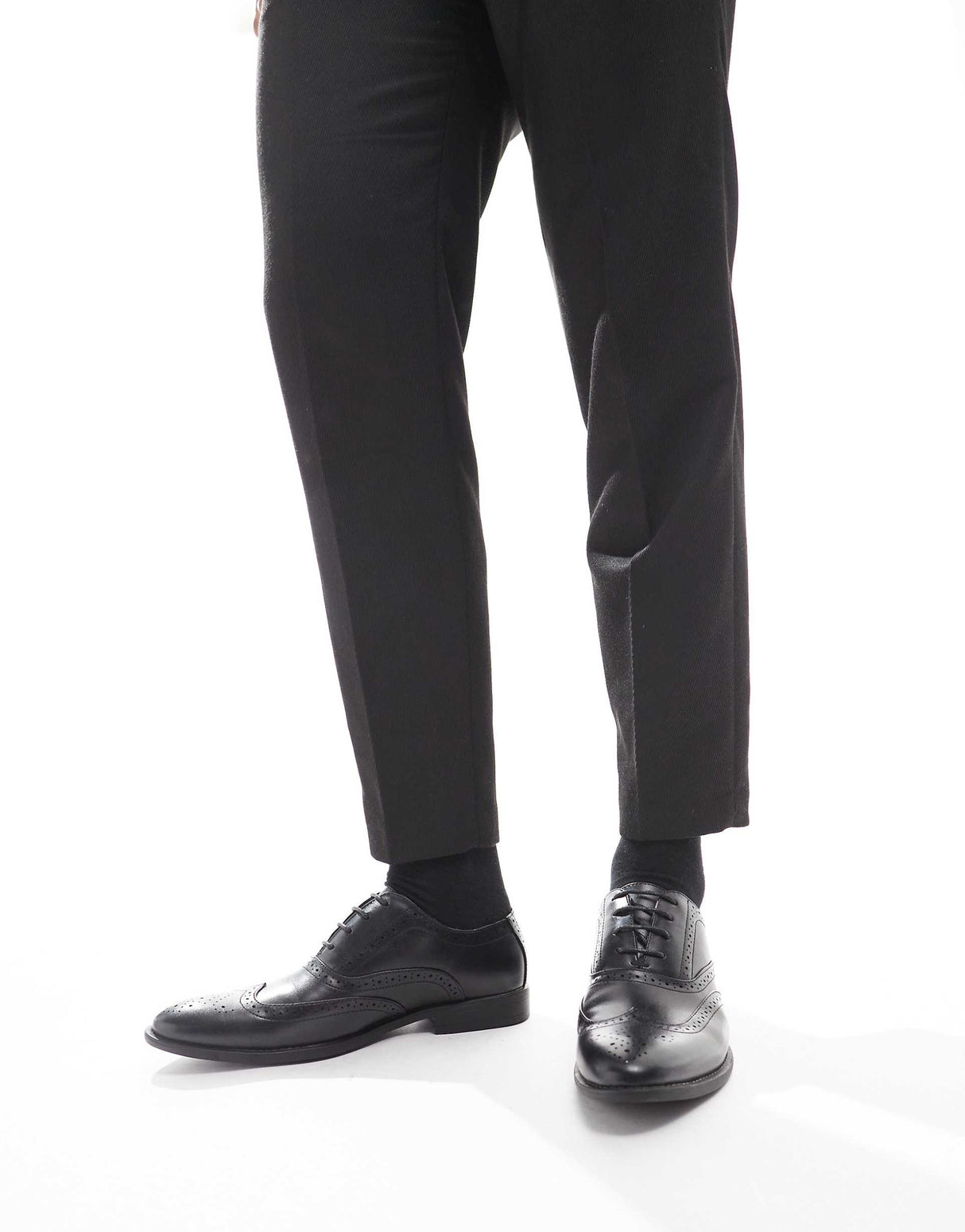 Asos Design Creeper Brogue Shoes In Black Faux Leather
