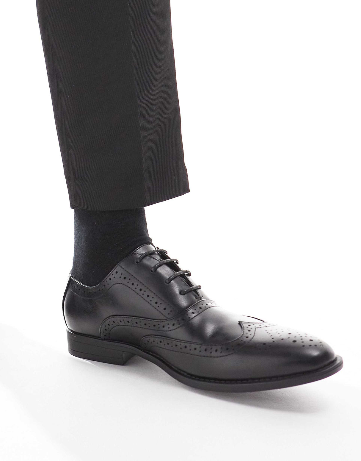 Asos Design Creeper Brogue Shoes In Black Faux Leather