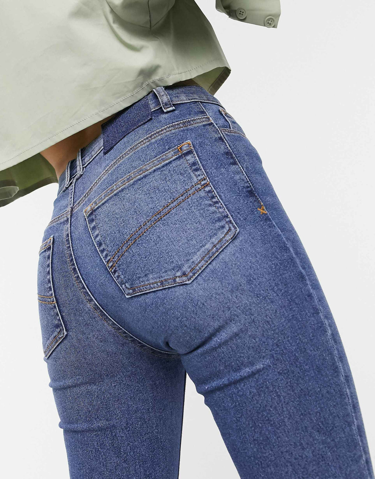 Collusion X001 Highwaisted Skinny Jeans In Mid Blue